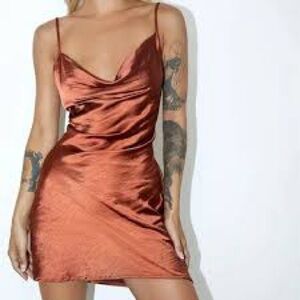 Motel Rocks Copper Satin Mini Dress